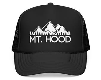 Mt. Hood Oregon Trucker Hat, Retro Sunset Foam Mesh Snapback, Mt. Hood Gift, Vintage Style, Vacation Gift