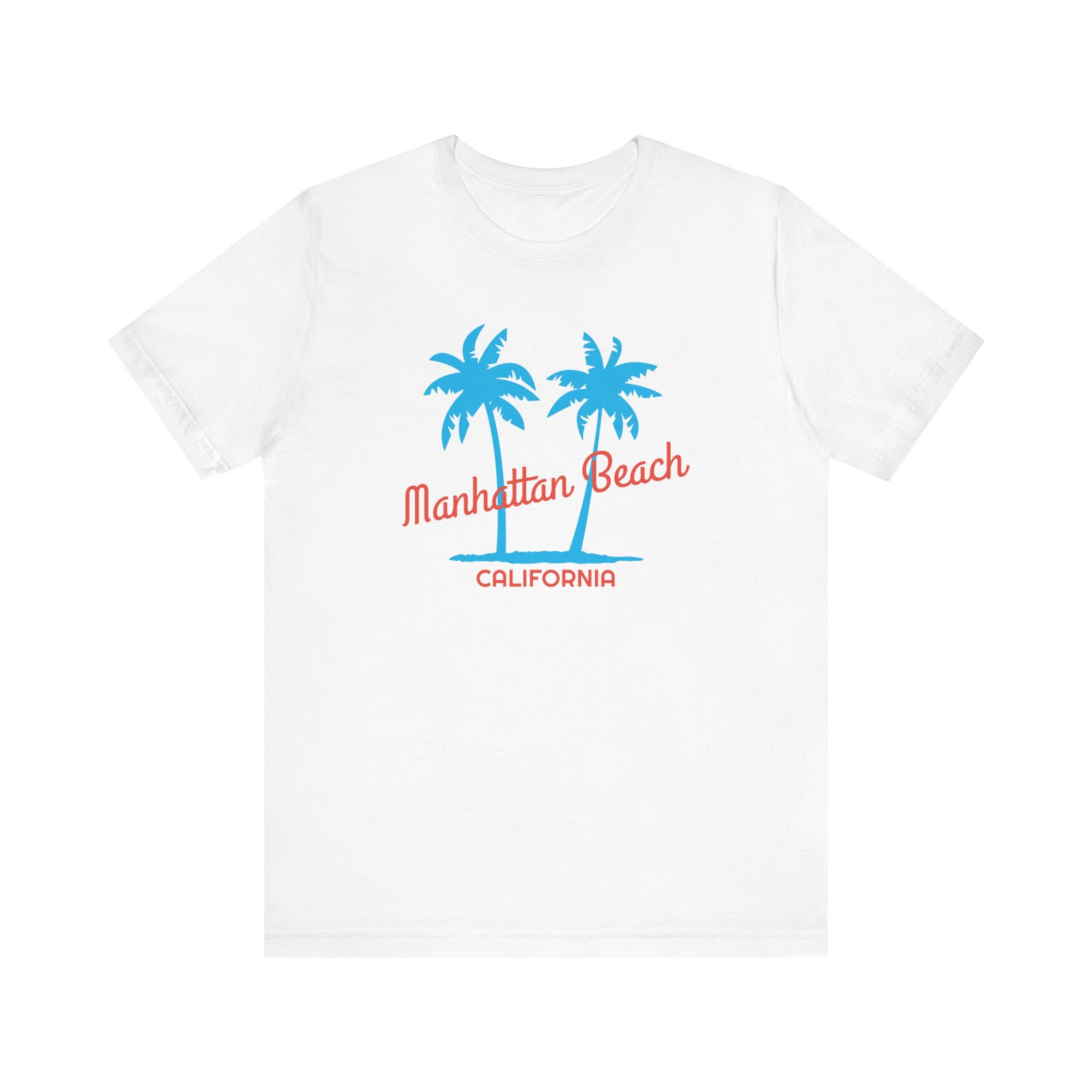T-shirt Uomo Donna E Bambino Con Stampa California Palma E Spiaggia, Top Estivo Casual