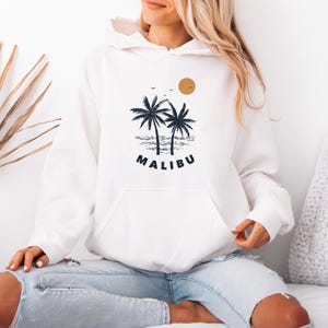 Malibu, California Hoodie, Retro Unisex Malibu Hoodie Sweatshirt - Personalization Available