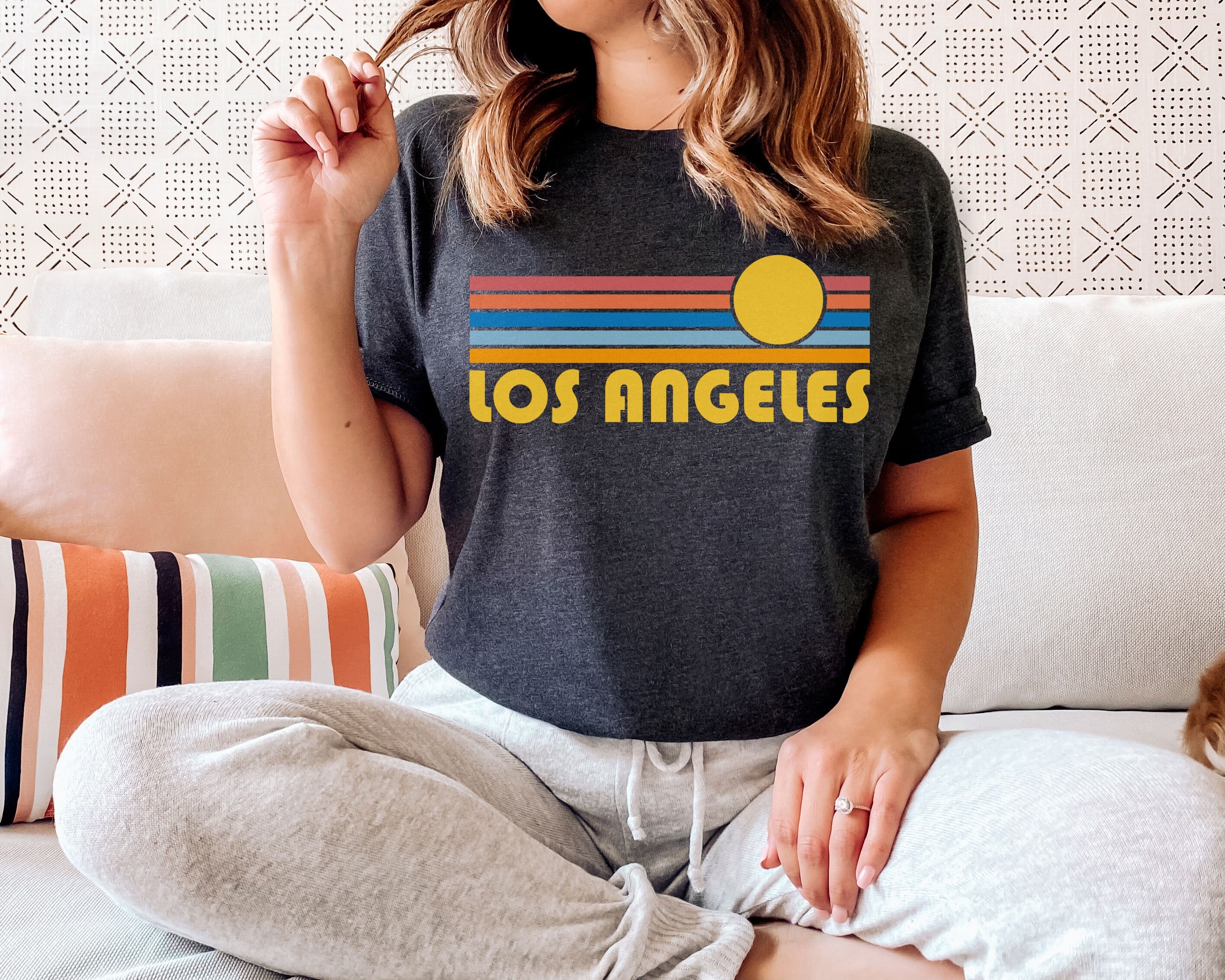 Los Angeles T-shirt Retro Sunset, Adult Unisex Los Angeles