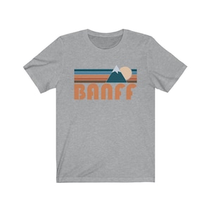Banff — Canada Graphic Tee, Retro Mountain Unisex Banff T-Shirt - Personalization Available (photo 4 of 10)