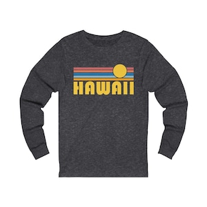 Retro Sun Hawaii Long Sleeve T-Shirt: Unisex Cotton Tee