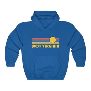 West Virginia Hoodie, Retro Sunrise Unisex West Virginia Sweatshirt