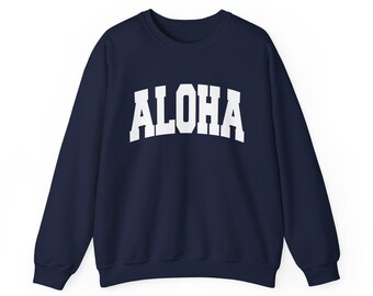 Aloha Sweatshirt - Unisex Graphic Crewneck, Collegiate Style - Etsy