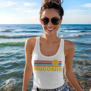 Wisconsin Women&#39;s Tank Top, Women&#39;s Racerback Wisconsin Tank Top - Personalization Available