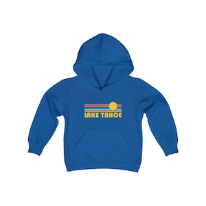 Lake Tahoe, California Youth Hoodie, Retro Sun Lake Tahoe Youth Sweatshirt - Personalization Available