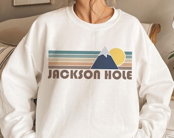 Retro Jackson Hole Sweatshirt: Unisex Mountain Crewneck