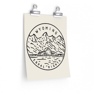 Wyoming Poster, State Design  Wyoming Print / Picture / Hand Drawn Art - Personalization Available