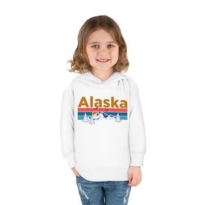 Alaska Toddler Hoodie, Retro Mountain Sun Unisex Alaska Toddler Sweatshirt - Personalization Available