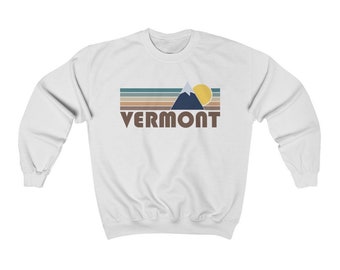 Vermont Sweatshirt: Retro Mountain Unisex Crewneck