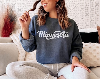 Sudadera de Minnesota: cuello redondo unisex, mezcla de algodón suave