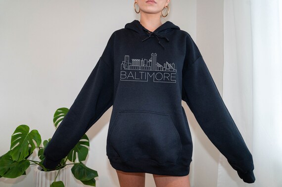 Baltimore Hoodie Adult Unisex Skyline Baltimore Maryland Hoodie Sweatshirt Personalization Available Etsy