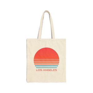 Los Angeles, California Retro 80s Cotton Canvas Los Angeles Tote Bag - Personalization Available