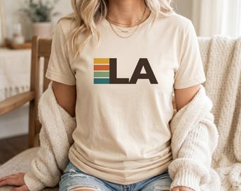 Los Angeles California T-Shirt - Retro LA City Stripes, Unisex Graphic Tee