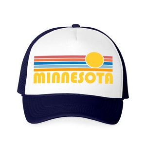 Minnesota Hat, Retro Sunrise Foam Minnesota Trucker Cap - Personalization Available