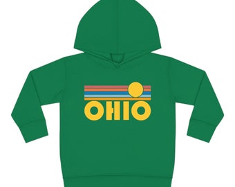 Ohio Toddler Hoodie, Retro Sunrise Unisex Ohio Toddler Sweatshirt