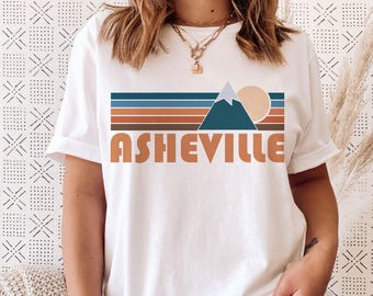 Asheville, North Carolina Shirt, Retro Mountain Unisex Asheville T-Shirt - Personalization Available