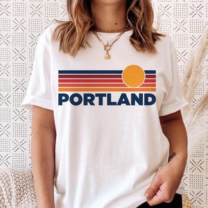 Portland Oregon T-Shirt: Retro Sun Ombre, Vintage Unisex Tee