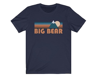 ビッグベア・カリフォルニアTシャツ：レトロマウンテンユニセックスTシャツ