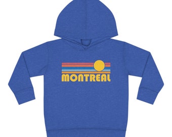 Montreal, Canada Toddler Hoodie, Retro Sunrise Unisex Montreal Toddler Sweatshirt