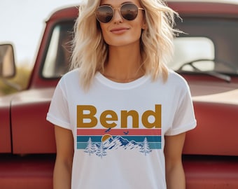 Bend, Oregon T-Shirt, Unisex-T-Shirt mit Berg-Sonnenuntergangsmotiv – Personalisierung möglich