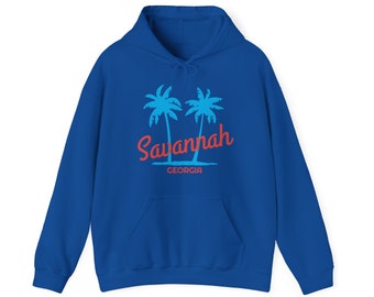 Retro Savannah Georgia Hoodie: Unisex sweatshirt met palmboomprint