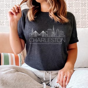 Charleston, South Carolina Tee, Adult Unisex Skyline Charleston T Shirt - Personalization Available