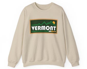 Vermont Crewneck Sweatshirt - Retro Mountain, Unisex Graphic