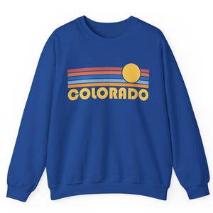 Colorado Sweatshirt — Retro Sunset Unisex Colorado Sweater - Personalization Available (photo 7 of 9)