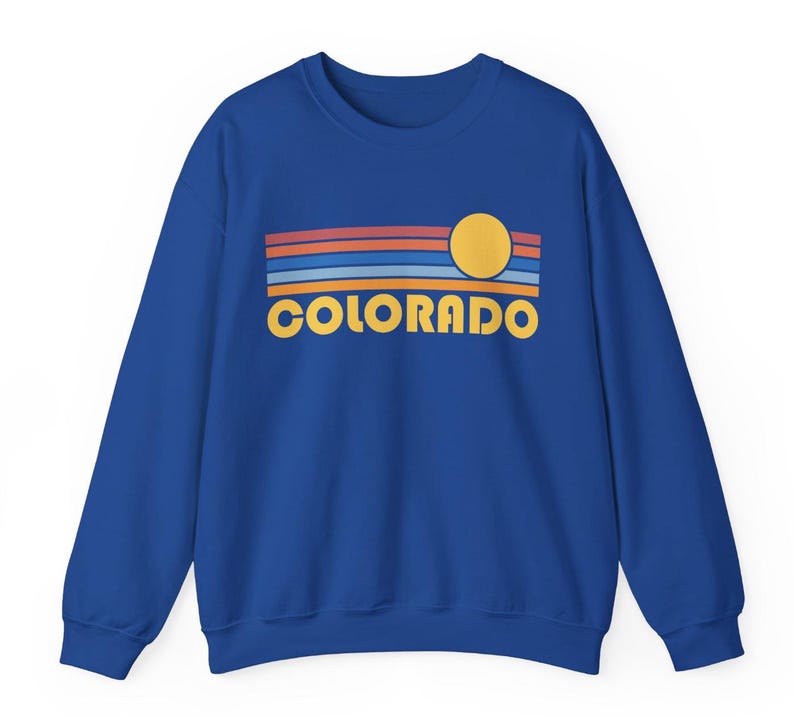 Colorado Sweatshirt — Retro Sunset Unisex Colorado Sweater - Personalization Available (photo 7 of 9)