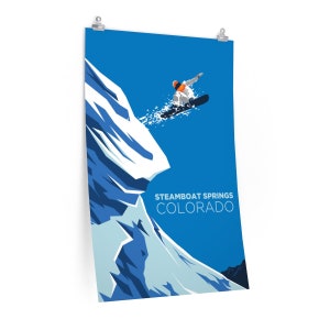 Steamboat Springs, Colorado Poster Print, Premium Art Snowboard Steamboat Springs Poster - Personalization Available