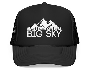 Big Sky Montana Trucker Hat, Retro Sunset Foam Mesh Snapback, Big Sky Gift, Vintage Style, Vacation Gift