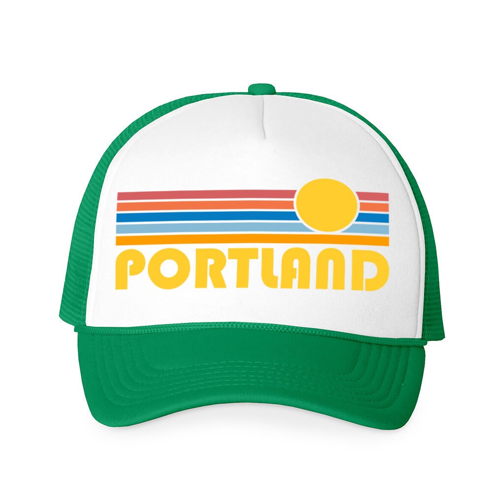 Portland Hat, Retro Sunrise Foam Portland, Oregon Trucker Cap ...
