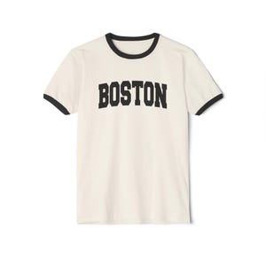 Boston, Massachusetts Cotton Ringer Graphic Tee - T-shirt unisexe Boston, t-shirt de Style vintage, t-shirt homme/femme, style universitaire