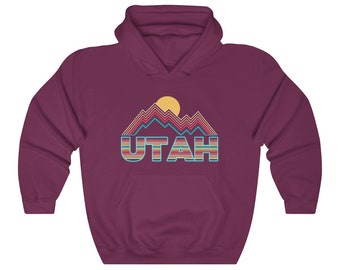 Utah Hoodie, Adult Unisex Retro Mountain Utah Sweatshirt