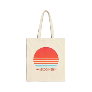 Borsa tote Wisconsin in tela di cotone Wisconsin (15" x 16") - Retro anni '80 - Personalizzazione disponibile