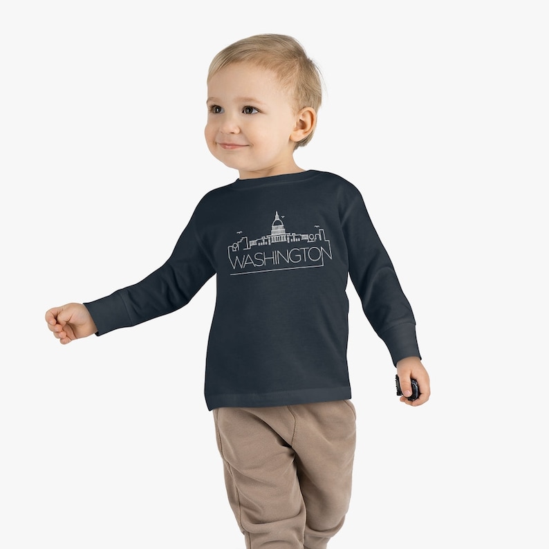 Washington DC Toddler Long Sleeve Shirt - Skyline Unisex Toddler Washington DC Toddler Long Sleeve Shirt - Skyline Unisex Toddler