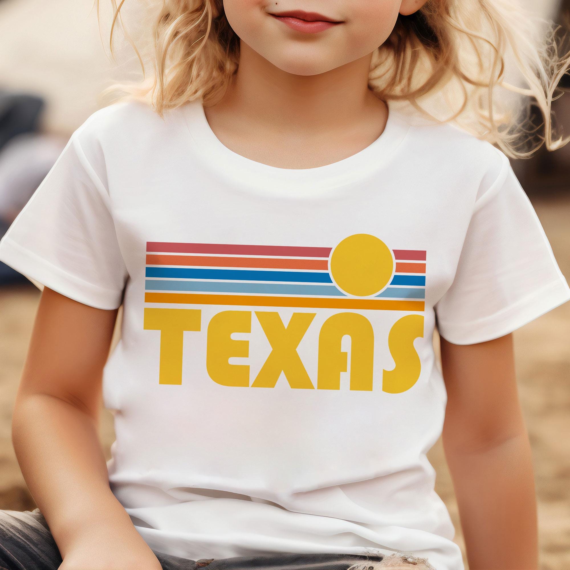 Texas Youth Shirt, Retro Sunrise Texas Kid's T-Shirt - Personalization Available