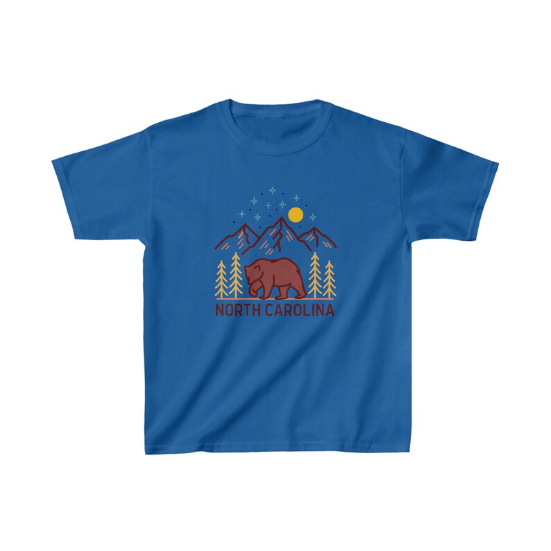 Retro Mountain North Carolina Youth T-Shirt - Bear Design image 3