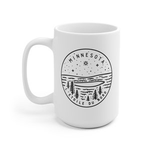 Minnesota Mug, State Design White Ceramic Minnesota Mug (11oz & 15oz) - Personalization Available