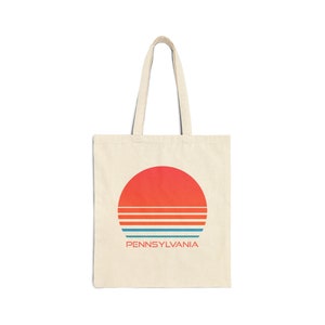 Pennsylvania Cotton Canvas Pennsylvania Tote Bag - Retro 80s - Personalization Available
