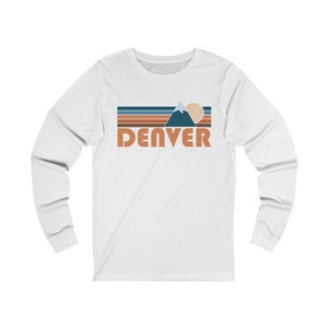 Denver, Colorado Long Sleeve Shirt, Retro Mountain Adult Unisex Denver Long Sleeve T Shirt - Personalization Available