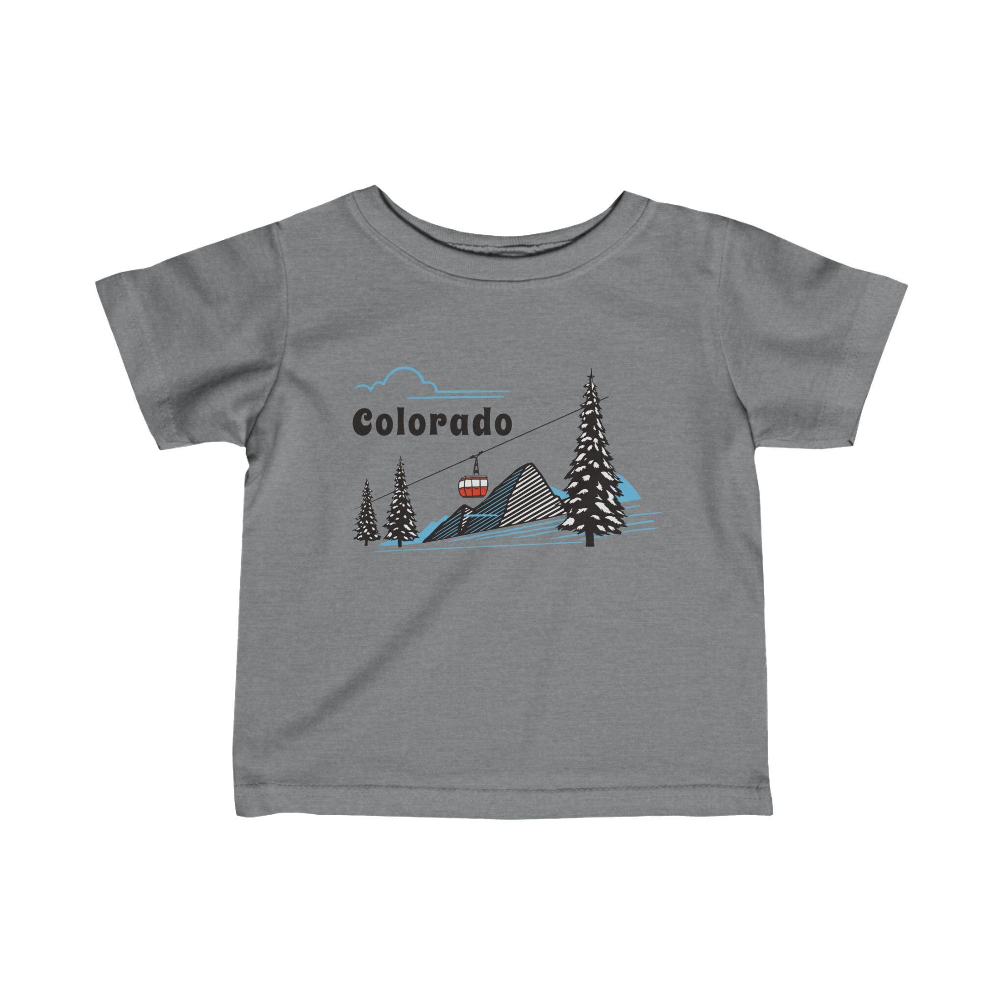 Colorado Mountain Gondola Baby Tee, Skiing Snowboarding Infant Shirt, Mountain Adventure Kids Top - Personalization Available