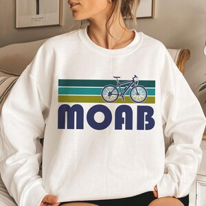 Moab Sweatshirt, Retro Mountain Bike Unisex Crewneck Moab, Utah Sweatshirt - Personalization Available