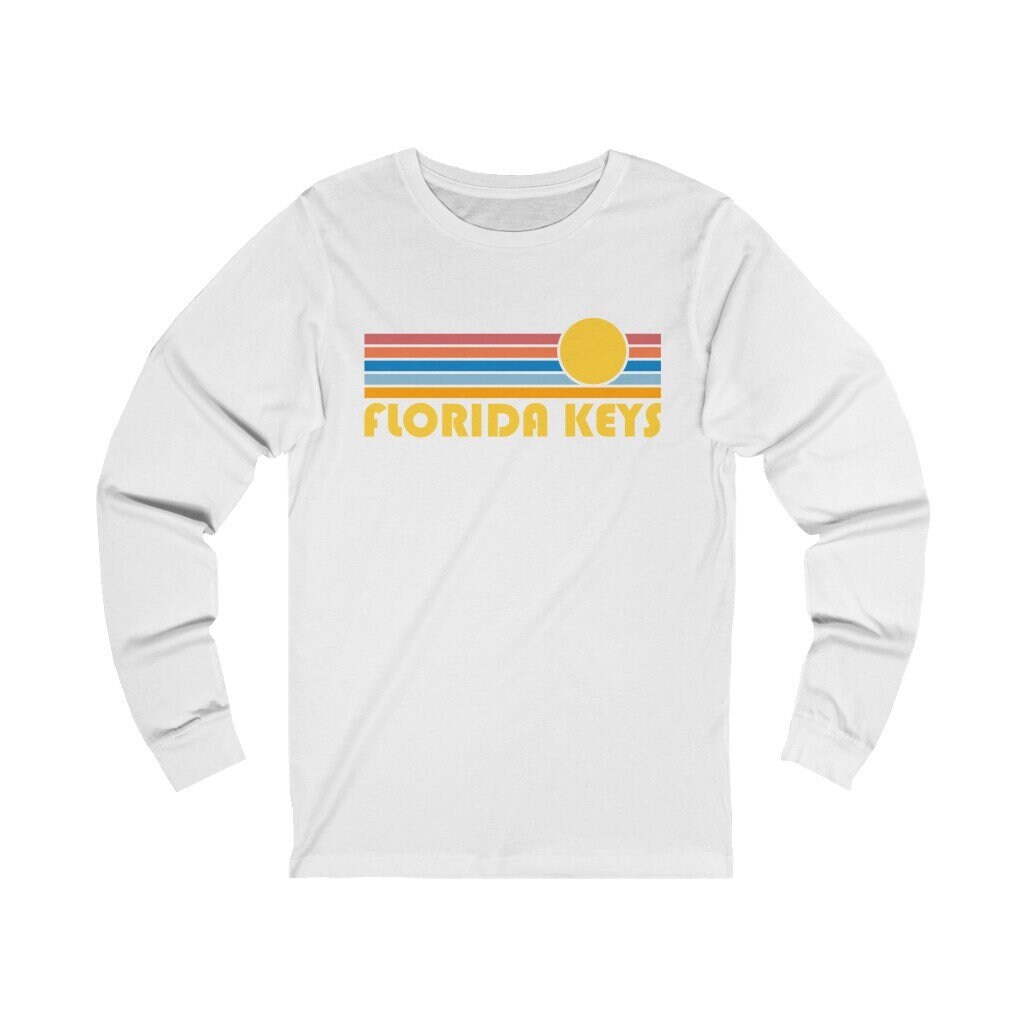 Florida Keys, Florida Long Sleeve Shirt, Unisex Retro Sun Long Sleeve Florida Keys T Shirt - Personalization Available