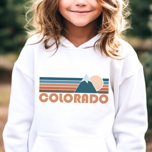 Colorado Youth Hoodie, Retro Mountain Colorado Youth Sweatshirt - Personalization Available