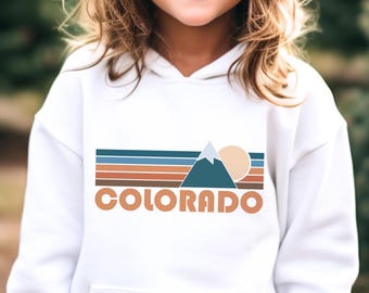 Colorado Youth Hoodie, Retro Mountain Colorado Youth Sweatshirt - Personalization Available