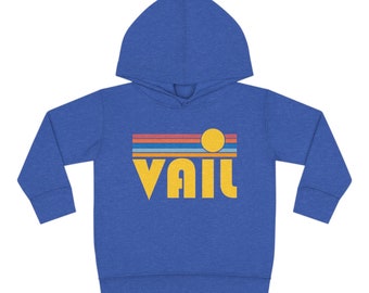 Vail, Colorado Toddler Hoodie, Retro Sunrise Unisex Vail Toddler Sweatshirt