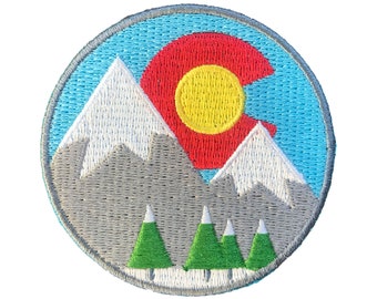 Colorado Patch, Snowy Mountains 100% Embroidery Sew or Iron-on Colorado Patch (1.75 or 2.5 in)