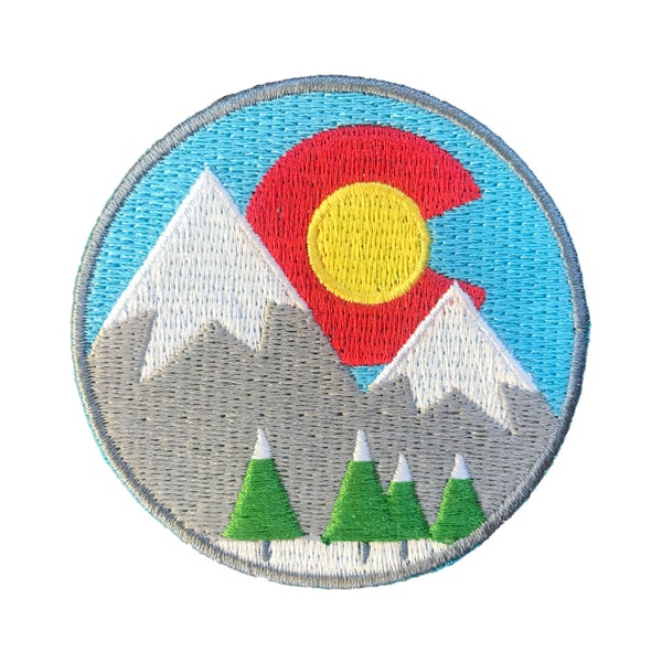 Colorado Patch, Snowy Mountains 100% Embroidery Sew or Iron-on Colorado Patch (1.75 or 2.5 in)